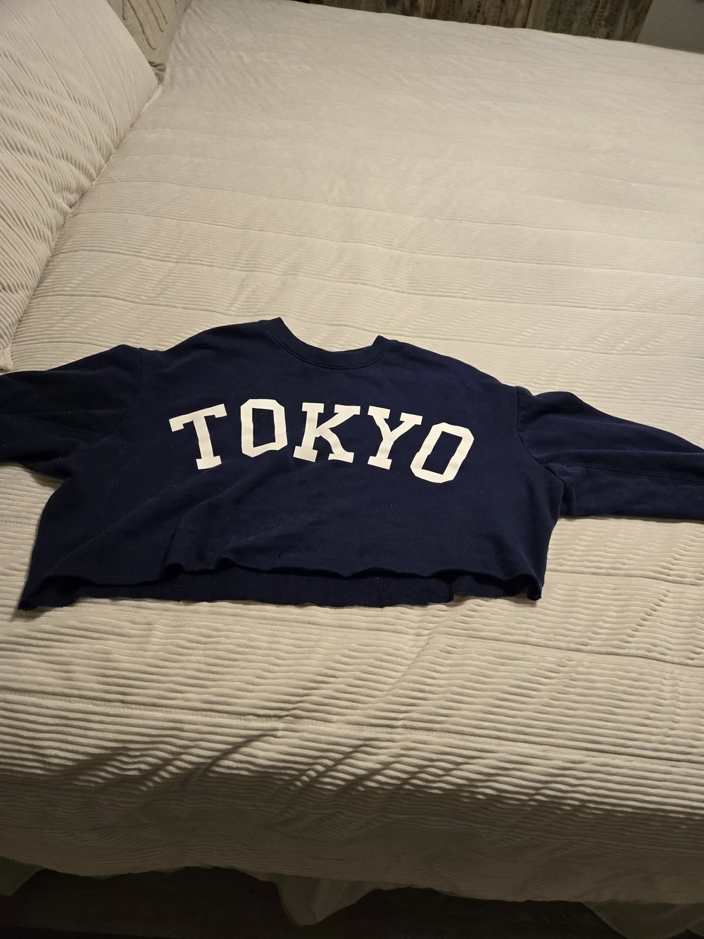 Wild Fable Navy Crewneck Sweatshirt, Cut Off - Picture 2 of 2